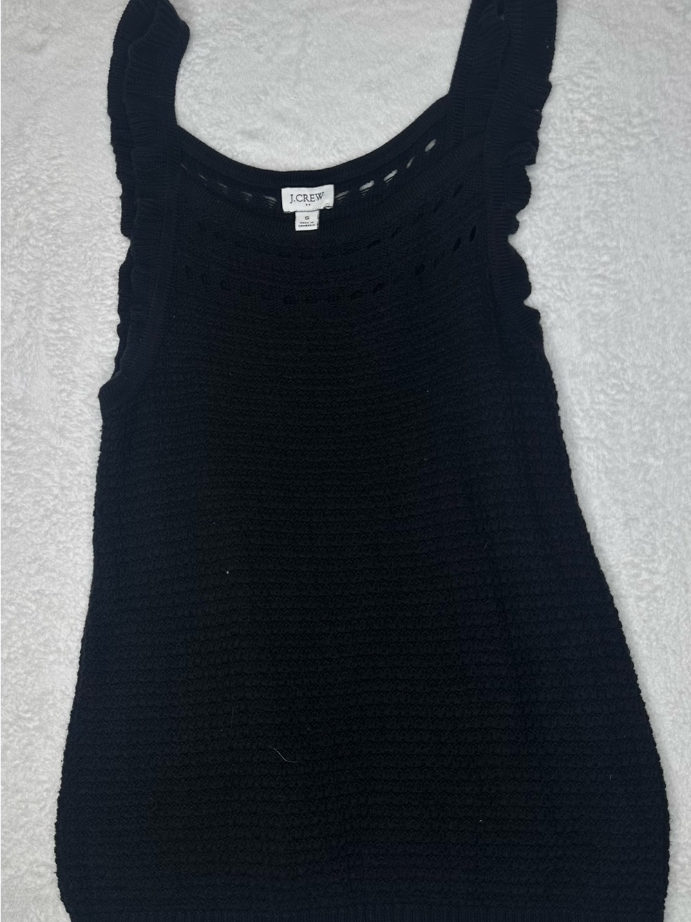 J.Crew Women’s Small Black Crochet Ruffle Sweater Tank Top Sleeveless